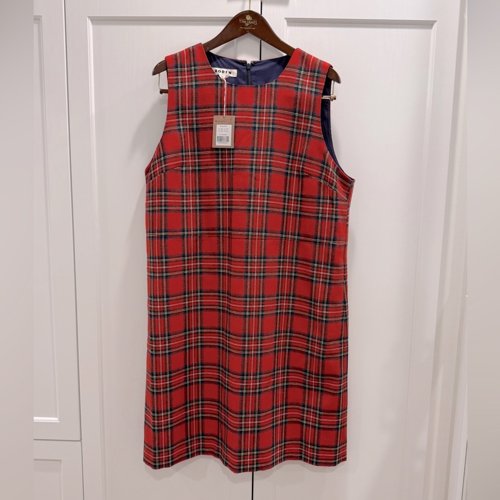 Boden Red Tartan Plaid Mini Dress